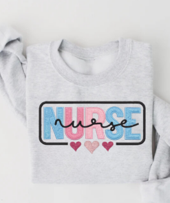 Nurse Embroidered Pink Floral Applique Sweatshirt • Personalized RN Pullover • Doctor Sweatshirt • Gift for Medical Professionals