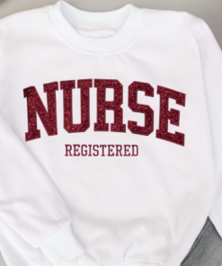 Embroidered Nurse Sweatshirt • Nursing Grad Sweater • Glittery Nurse Graduation Gift • Custom Nurse Pullover Sweatshirt