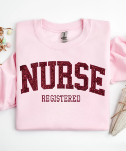 Embroidered Nurse Sweatshirt • Nursing Grad Sweater • Glittery Nurse Graduation Gift • Custom Nurse Pullover Sweatshirt