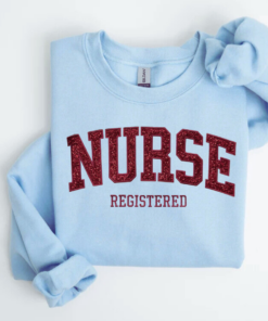 Embroidered Nurse Sweatshirt • Nursing Grad Sweater • Glittery Nurse Graduation Gift • Custom Nurse Pullover Sweatshirt