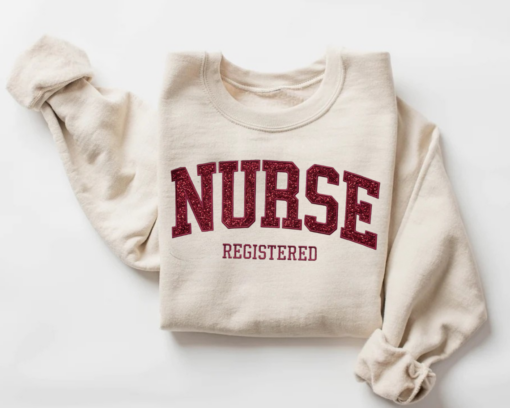 Embroidered Nurse Sweatshirt • Nursing Grad Sweater • Glittery Nurse Graduation Gift • Custom Nurse Pullover Sweatshirt