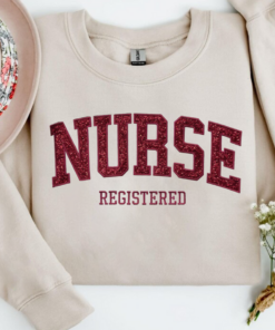 Embroidered Nurse Sweatshirt • Nursing Grad Sweater • Glittery Nurse Graduation Gift • Custom Nurse Pullover Sweatshirt